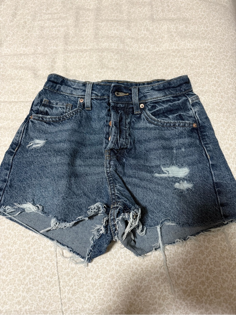 wild fable Dark Blue Distressed Cutoff Denim Shorts